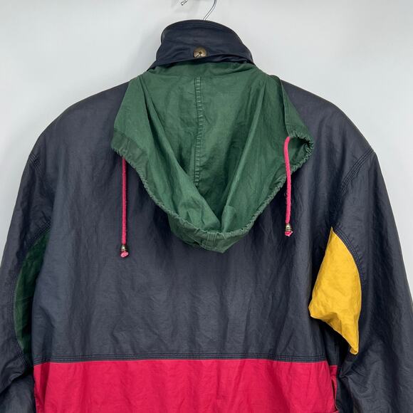 Vtg Bernardo Nautical Sailing Jacket Windbreaker Raincoat Medium Colorblock Navy - Picture 3 of 10